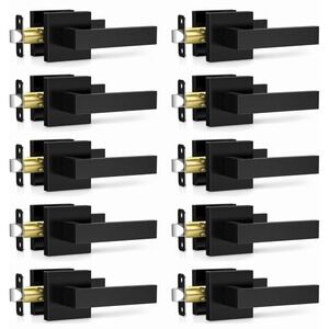 10 Pack Matte Black Door Handles Interior Passage Door Knobs Closet Door Levers